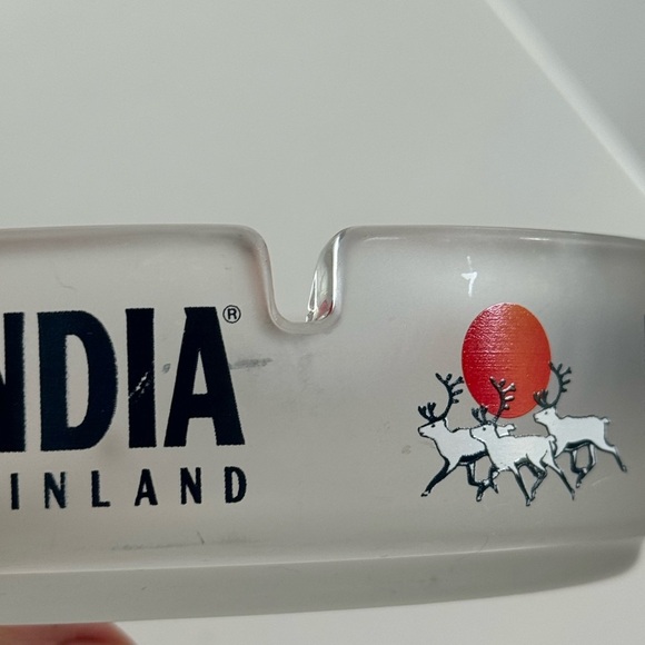 Finlandia Vodka Advertising Vintage Ashtray Frosted Glass - Picture 8 of 8
